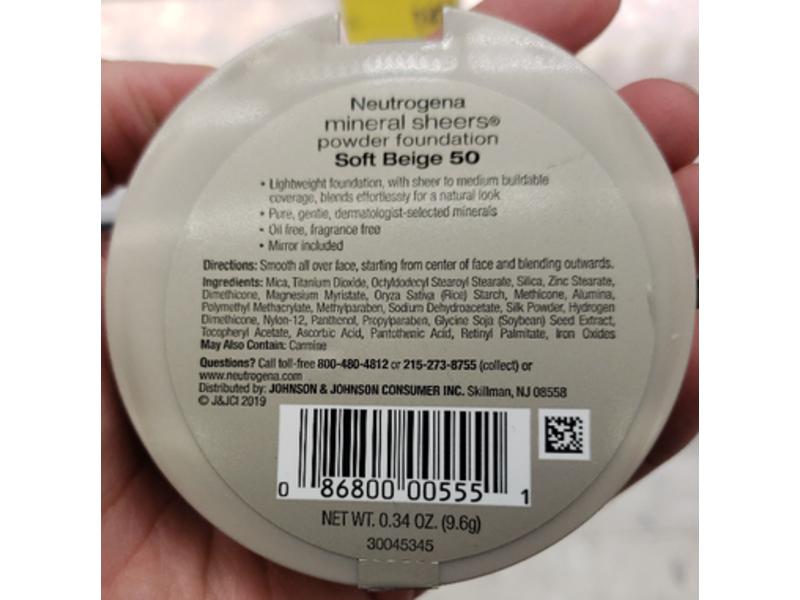 Neutrogena Mineral Sheers Powder Foundation, Soft Beige 50, 0.34 oz/9.6 g