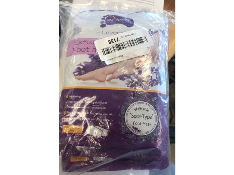 AL'IVER Exfoliating Foot Mask, Lavender, 1.41 oz/40 g, 5 Count
