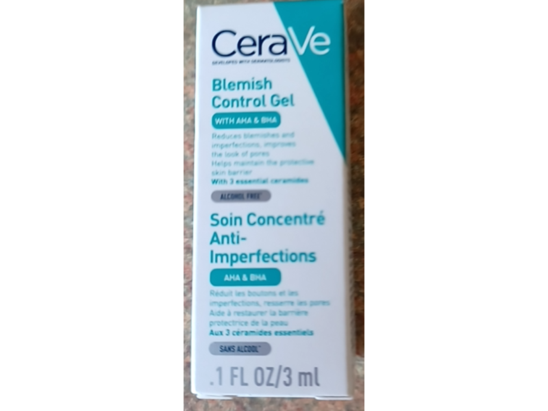 CeraVe Blemish Control Gel, Aha & Bha, 0.1 fl oz/3 mL