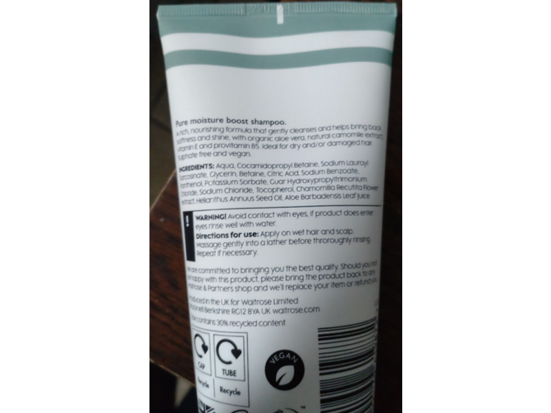 Waitrose Pure Moisture Boost Shampoo