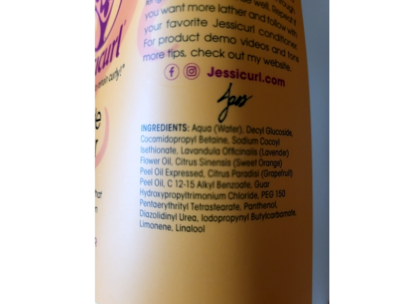 Jessicurl Gentle Lather Shampoo, Citrus Lavender, 32 fl oz/946 mL