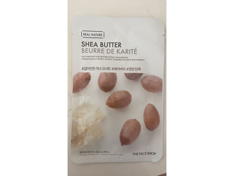 The Face Shop Real Nature Naturally Adhering Mask, Shea Butter, 0.70 oz/20 g, 1 Count