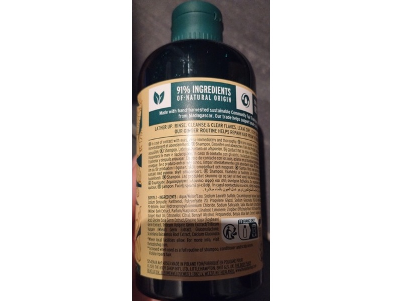 The Body Shop Anti-Dandruff Shampoo, Ginger, 8.4 fl oz/250 mL