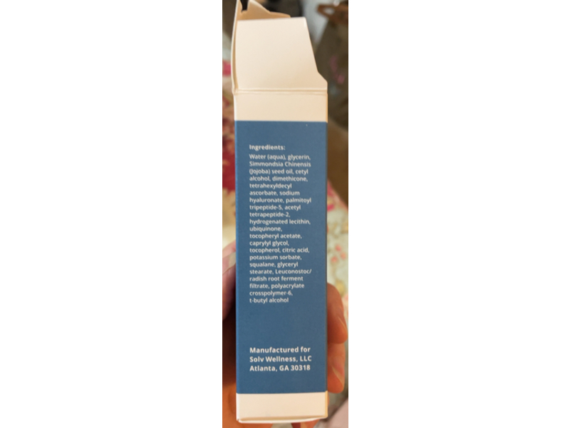 Solv Wellness Via Moisturizer, Hyaluronic Acid, Vitamin E & c, 1 fl oz/30 mL