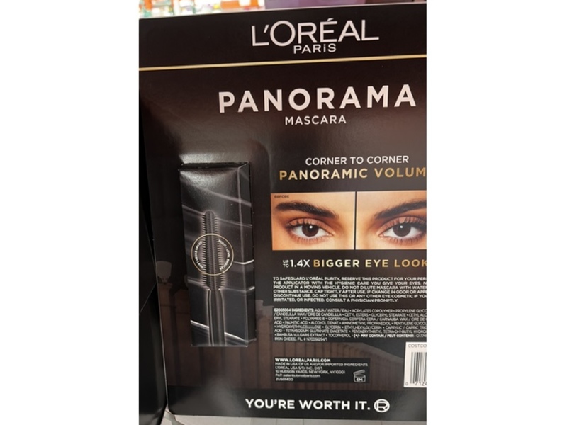 L'Oreal Paris Panorama Mascara, Blackest Black, 0.33 fl oz/9.9 mL, Pack Of 2