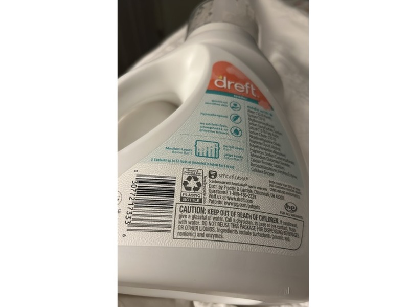 Dreft Toddler Liquid Laundry Detergent, 32 loads, 42 fl oz/1.24 L