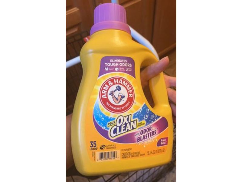 Arm & Hammer Plus OxiClean with Odor Blasters Liquid Laundry Detergent, Fresh Burst, 35 Loads, 55.1 fl oz/1.62 L