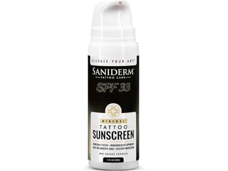 Saniderm Tattoo Care Mineral Tattoo Sunscreen, SPF 33, 1.7 fl oz/50 mL