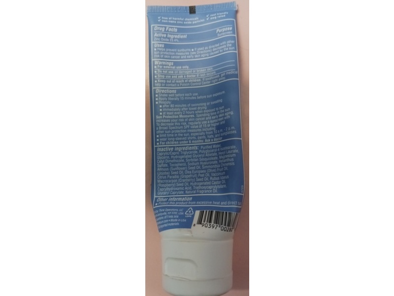Think Sport Zinc Oxide Mineral Sunscreen, SPF 50, 3 fl oz/89 mL