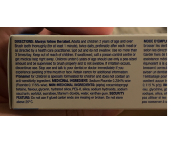 Sensodyne Pronamel Cavity Protection Formula Daily Toothpaste, Gentle Mint, 75 mL