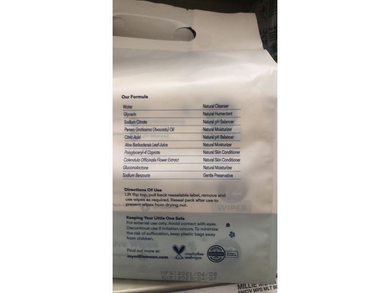 Millie Moon Sensitive Wipes, 216 Count