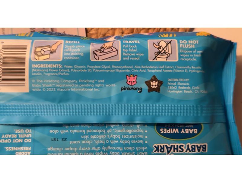 Nickelodeon Baby Shark Baby Wipes, Fresh Scent + Aloe & Vitamin E, 60 Count