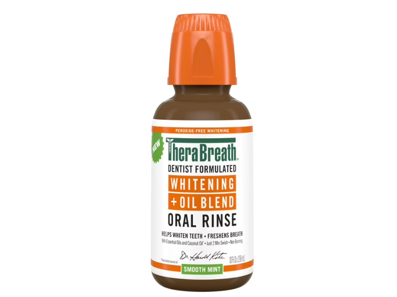 Thera Breath Whitening + Oil Blend Oral Rinse, Smooth Mint, 10 fl oz/296 mL