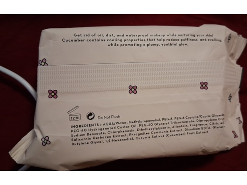 The Creme Shop Makeup Removing Wipes, Refreshing Cucumber, 4.06 oz/120 g