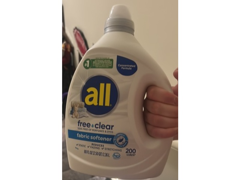All Fabric Softener, Free Clear, 200 Loads, 80 fl oz/2.36 L