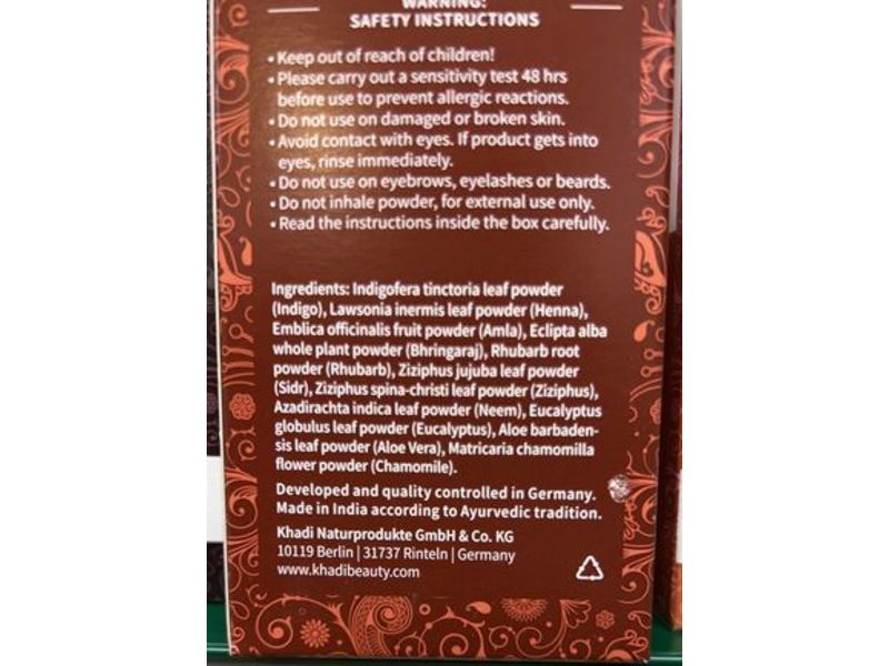 khadi Natural Hair Color, Medium Brown, 3.5 oz/100 g