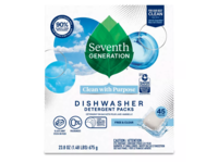 Seventh Generation Dishwasher Detergent Packs, Free & Clear, 23.8 oz/675 g, Pack Of 45, 2 Packs - thumbnail 1