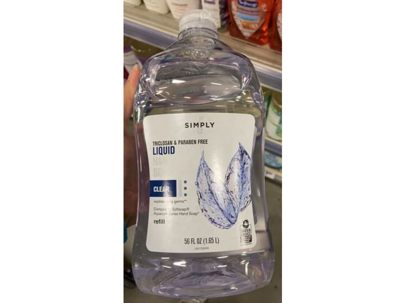 Simply Liquid Hand Soap, Clear, Refill, 56 fl oz/1.65 L