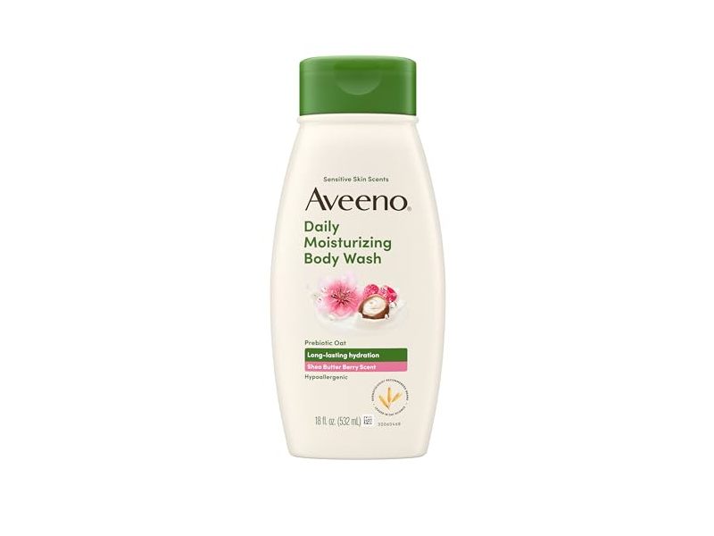 Aveeno Daily Moisturizing Body Wash, Shea Butter Berry Scent, 18 fl oz/532 mL