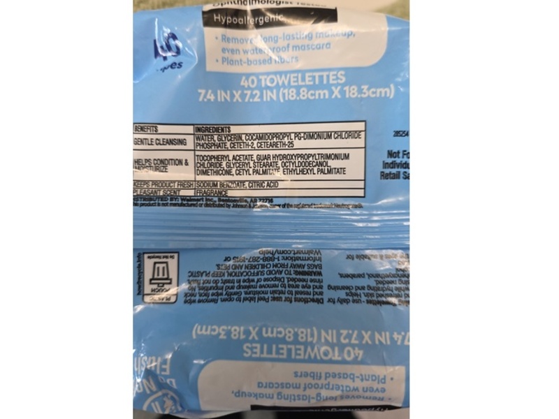 Equate Makeup Remover Cleansing Towelettes, 40 Count.