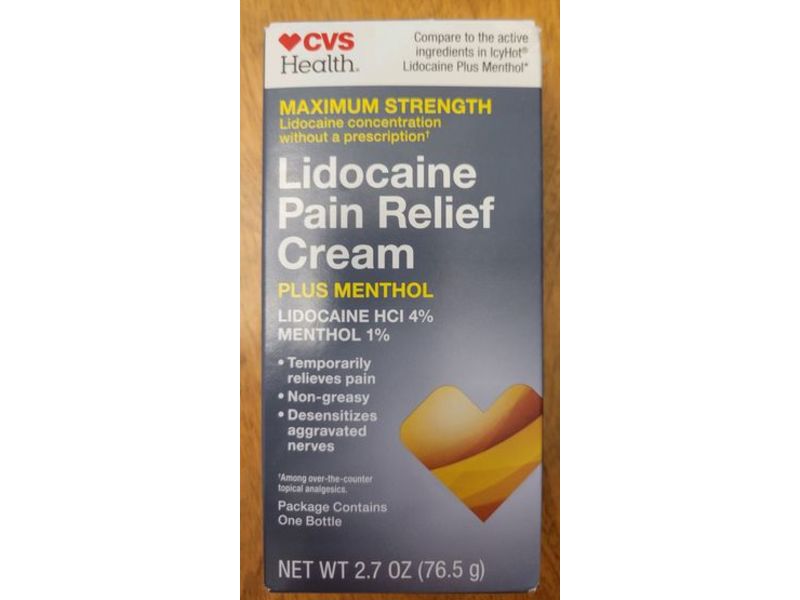 CVS Health Lidocaine Pain Relief Cream, Maximum Strength, 2.7 oz/76.5 g