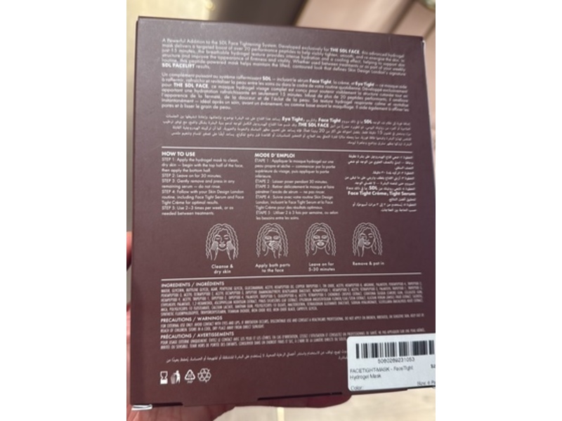 Skin Design London Face Tight Hydro Gel Mask, 1 oz/30 g, Pack Of 6