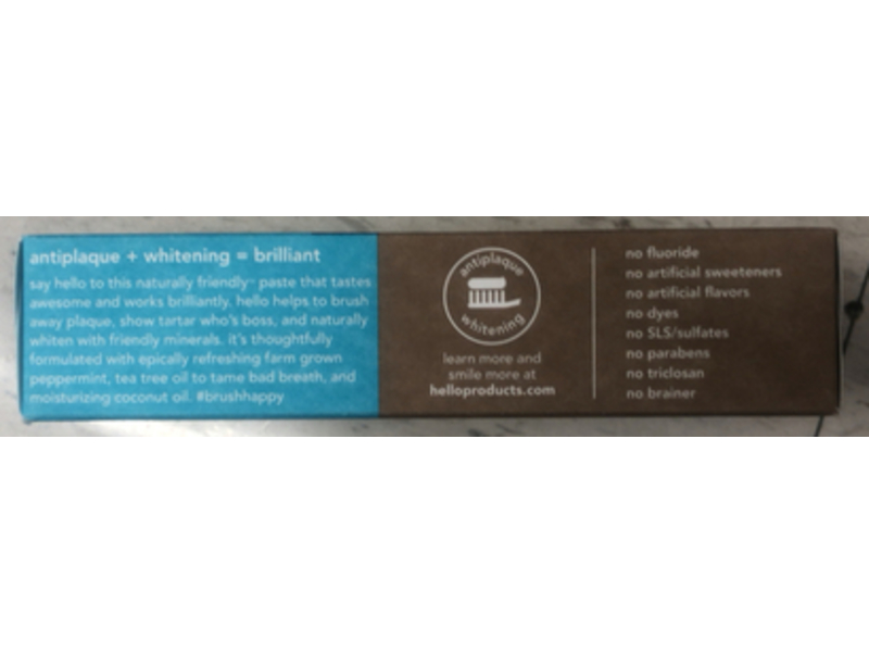 Hello Antiplaque & Whitening Fluoride Free Toothpaste, 4.7 oz/133 g, Pack Of 2