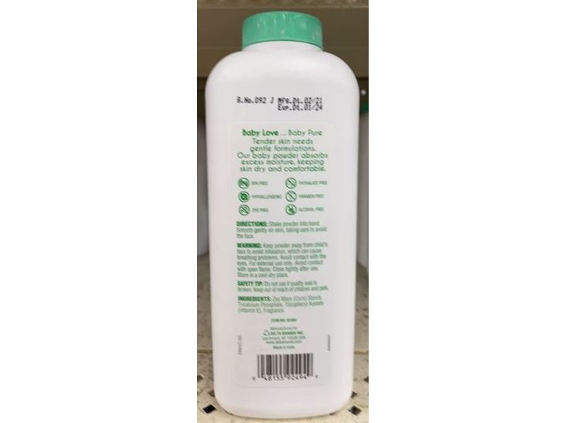 Baby Love By Personal Care Baby Powder, Pure Cornstarch, Baby Soft Scent, Talc-Free, 10 oz, Pack Of 12