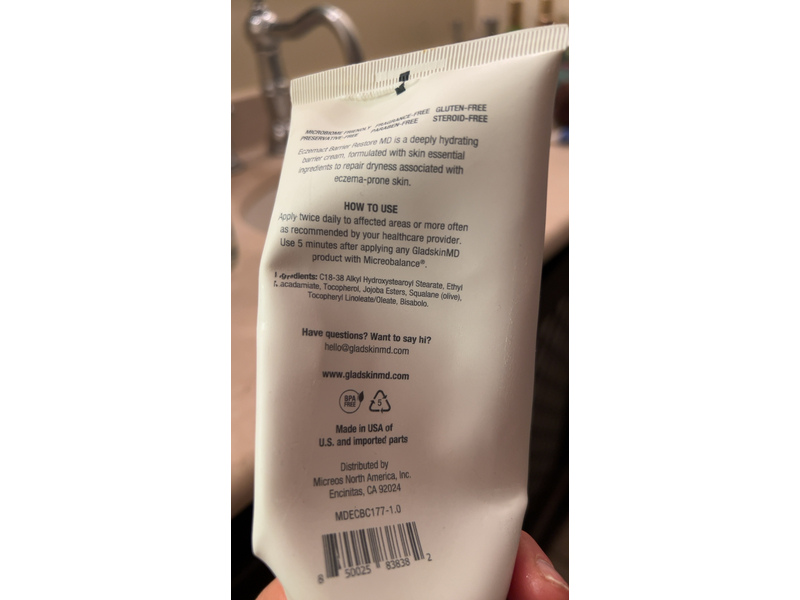 Gladskin Eczemact Barrier Restore Cream, 177 mL/6.0 fl oz