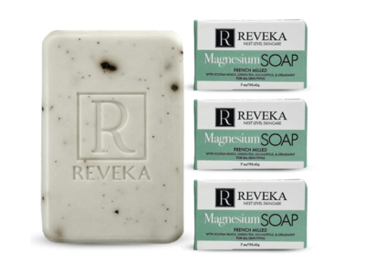 Reveka French Milled Magnesium Bar Soap,Eycalyptus , Spearmint, 7 oz/198.45 g, Pack Of 4