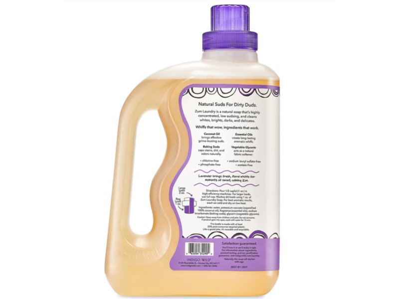 Zum Clean Laundry Soap, Lavender, 64 Loads, 64 fl oz/1.89 L