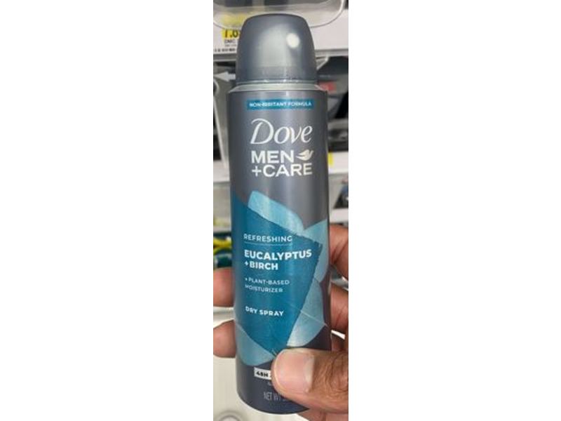 Dove Men + Care Antiperspirant Dry Spray, Eucalyptus + Birch, 3.8 oz/107 g