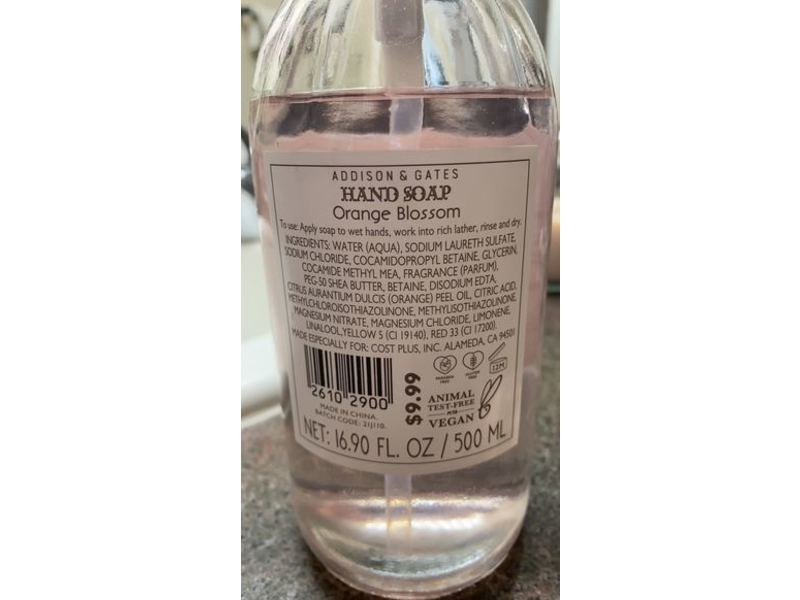 Addison & Gates Hand Soap, Essential Oil, Orange Blossom, 16.90 fl oz/500 mL