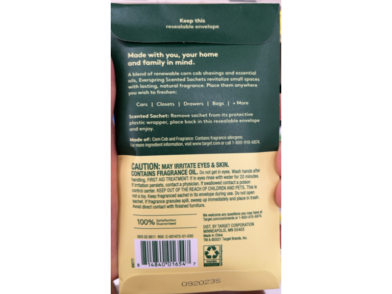 Ever Spring Scented Sachet, Lemon & Mint, 1 oz/28 g, 1 Count