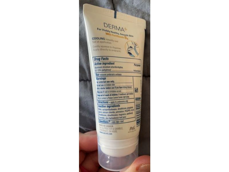 Secret Derma+ Antiperspirant, Cooling, 2.5 oz/70 g, Pack Of 3