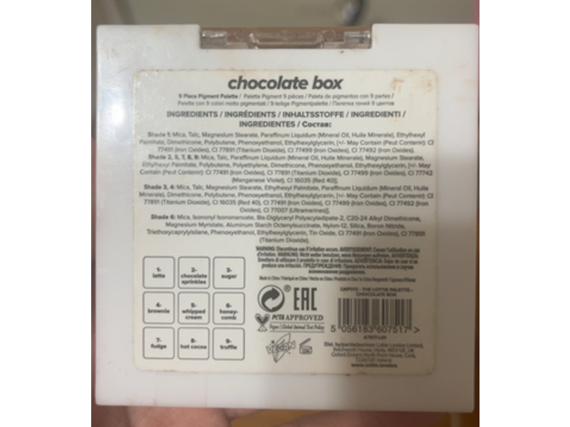 Lottie London Eyeshadow Palette, Chocolate Box, 0.25 oz/72 g