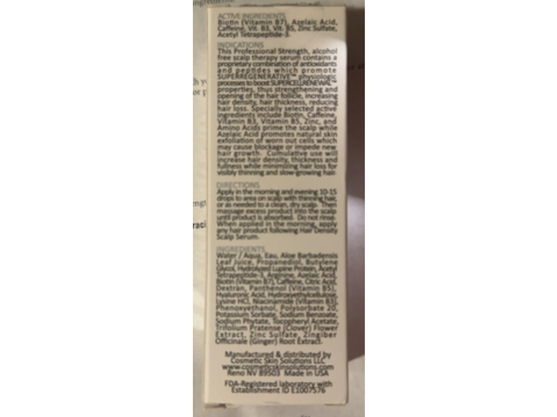 Cosmetic Skin Solutions Hair Density Scalp Serum, 2 fl oz/60 mL