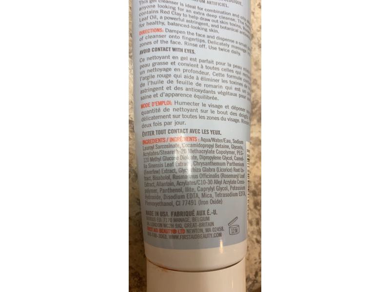First Aid Beauty Pure Skin Deep Cleanser with Red Clay, Sensitive Skin, 4.7 oz/134 g