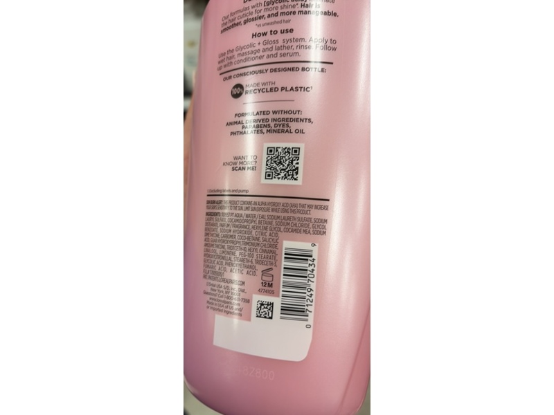 L'Oreal Paris Elvive Glycolic + Gloss Shine Boosting Shampoo, Glycolic Acid, 28 fl oz/828 mL