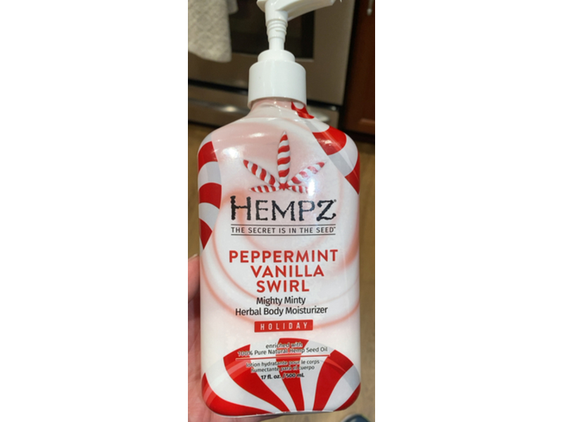 Hempz Mighty Minty Herbal Body Moisturizer, Holiday, Peppermint Vanilla Swirl, 17 fl oz/50 mL