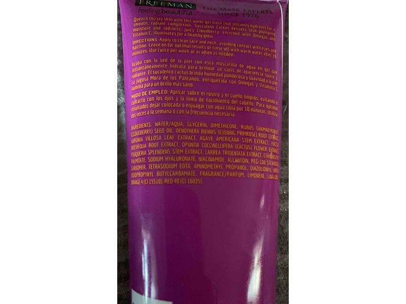 Freeman Hydrating Water Gel Mask, Cactus + Cloudberry, 6 fl oz/175 mL