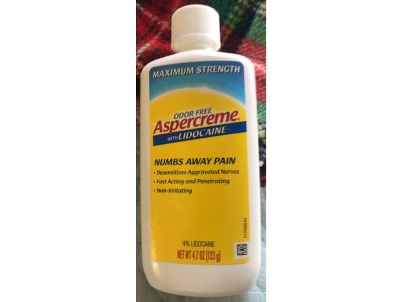 Aspercreme With Lidocaine, Maximum Strength, Odor Free, 4.7 oz/133 g