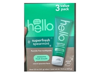Hello Superfresh Fluoride-Free Toothpaste, Spearmint flavor, 5 oz/141 g, Pack Of 3 - thumbnail 2