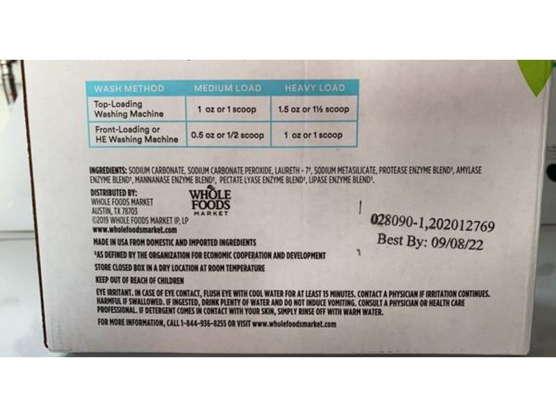 365 Whole Foods Market Powdered Laundry Detergent, Unscented, 80 oz/2.27 g