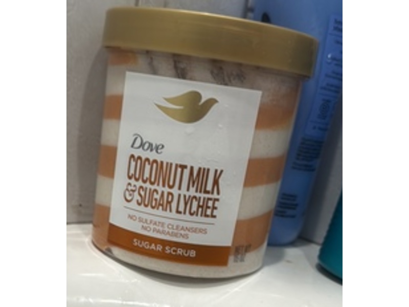 Dove Sugar Scrub, Coconut Milk & Sugar Lychee, 15 oz