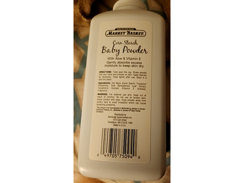 Market Basket Corn Starch Baby Powder, Aloe & Vitamin E, 15 oz/425 g