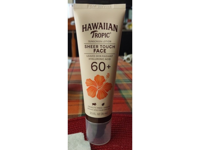 Hawaiian Tropic Sheer Touch Face Sunscreen Lotion, SPF 60+, 2.5 fl oz/74 mL