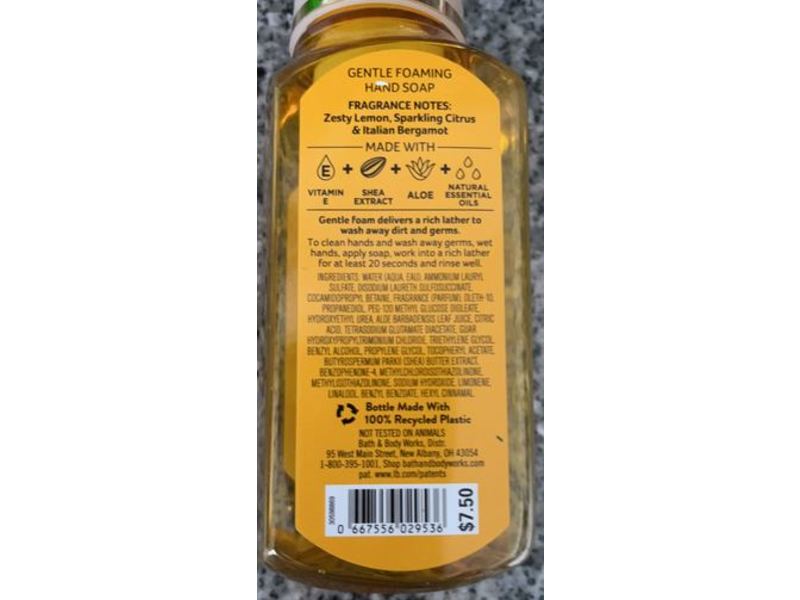 Bath & Body Works White Barn Gentle Foaming Hand Soap, Kitchen Lemon, 8.75 fl oz (259 mL)
