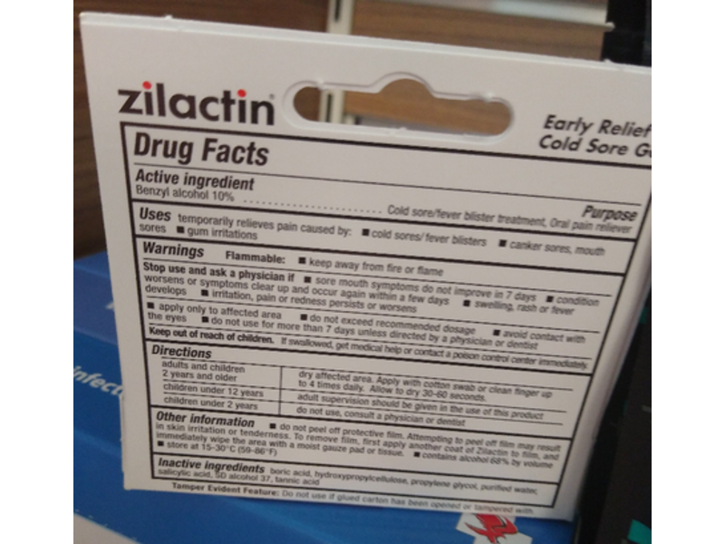 Zilactin Early Relief Cold Sore Gel, 0.25 oz/7.1 g