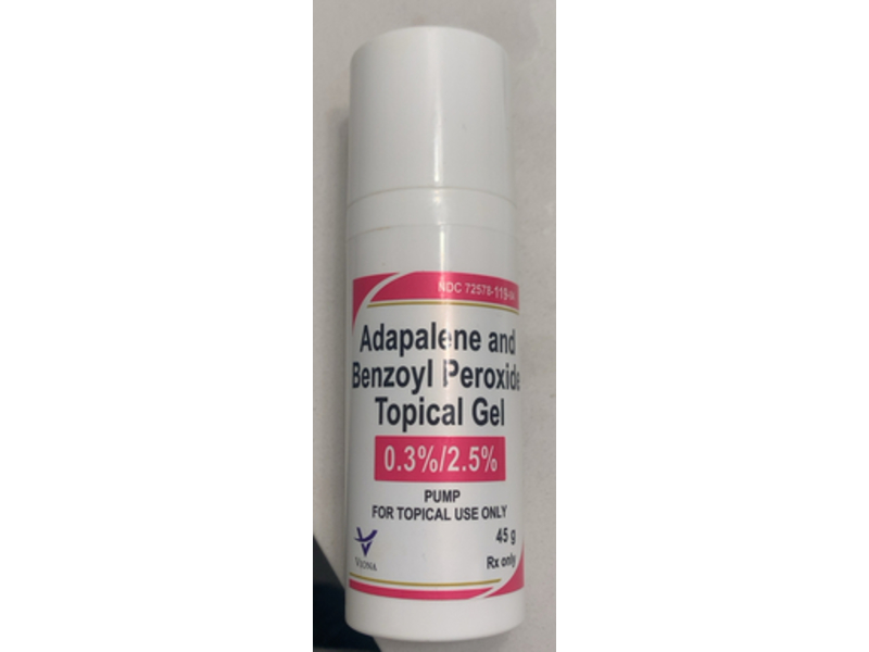 Adapalene and Benzoyl Peroxide Topical Gel 0.3%/2.5%, 45 g, Viona (Rx)
